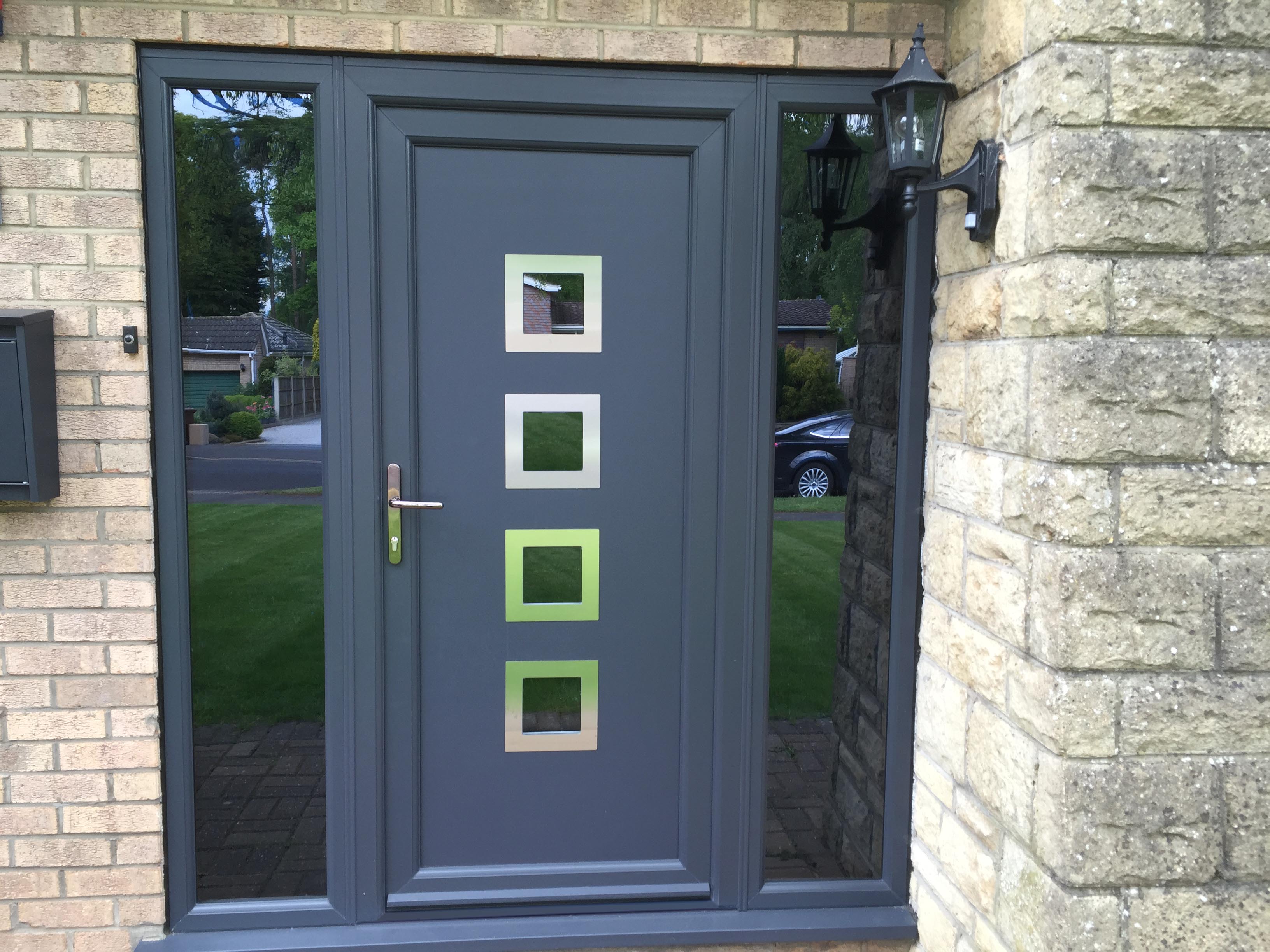 Modern uPVC entrance door supplied and fitted by Sapphire Windows & Doors
