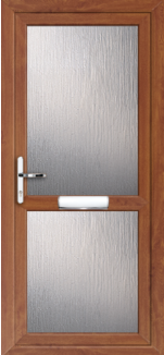 Fully Glazed With Midrail Golden Oak uPVC door panel