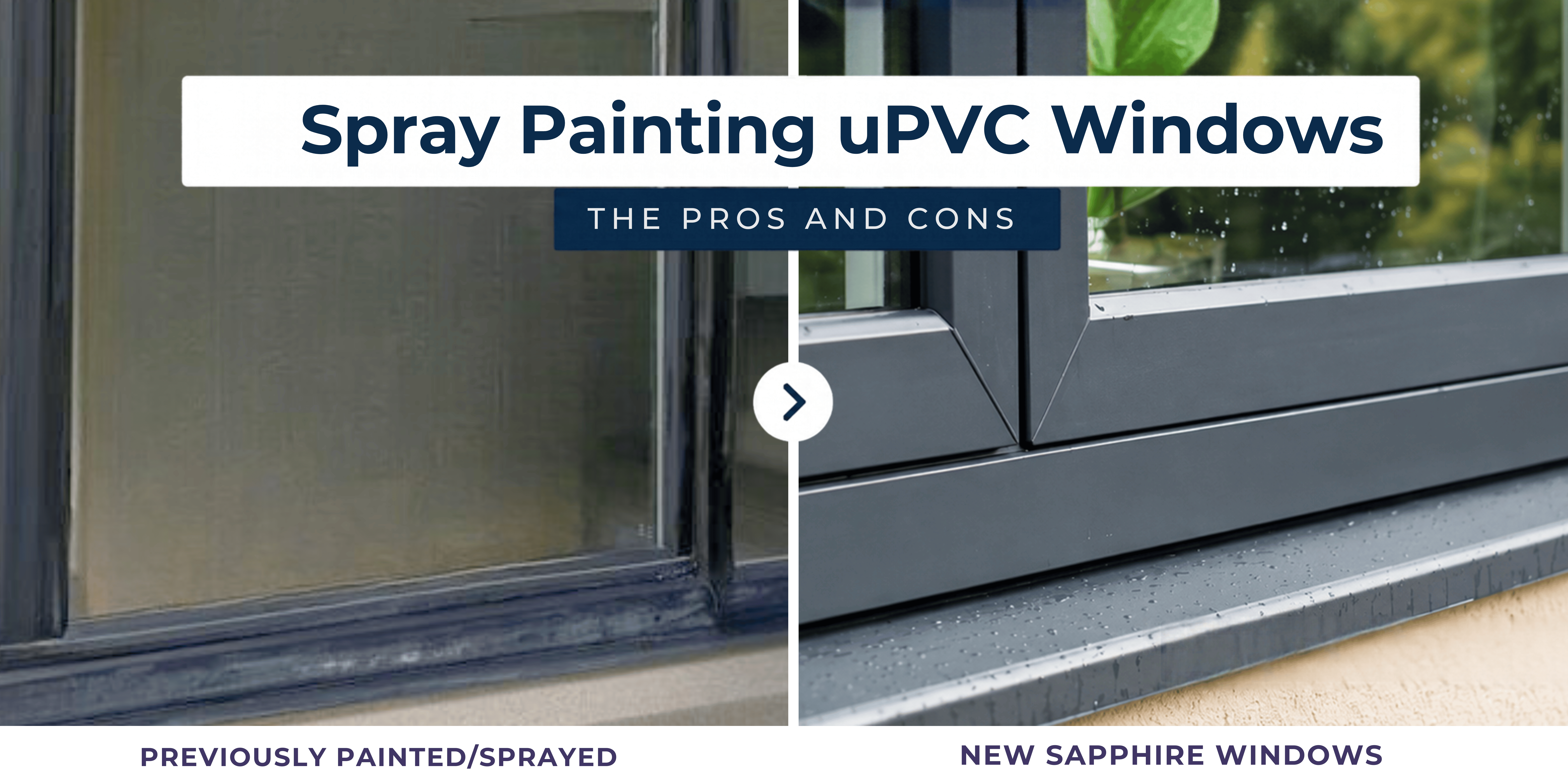 Before and After image of replacing spray painted windows in Ammanford