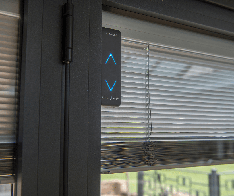 Integral blinds for French and bifold doors supplied by Sapphire Windows & Doors.