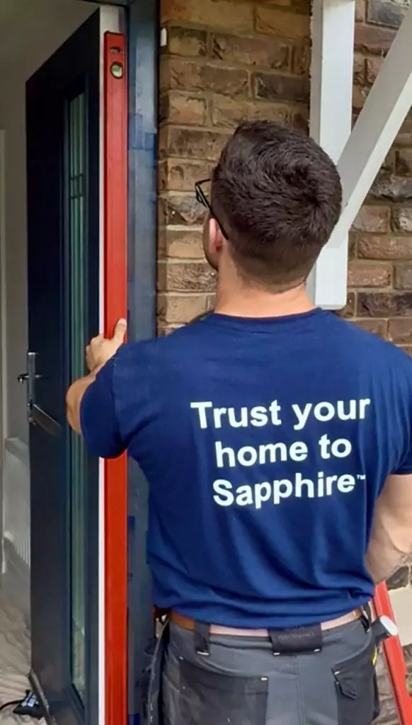 Sapphire installer professionally fitting a door