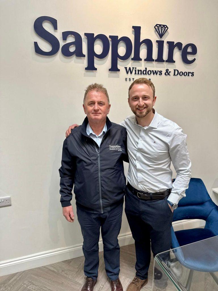 Russell and Shaun Matthews, the family owners of Sapphire Windows & Doors, at their Ammanford showroom.