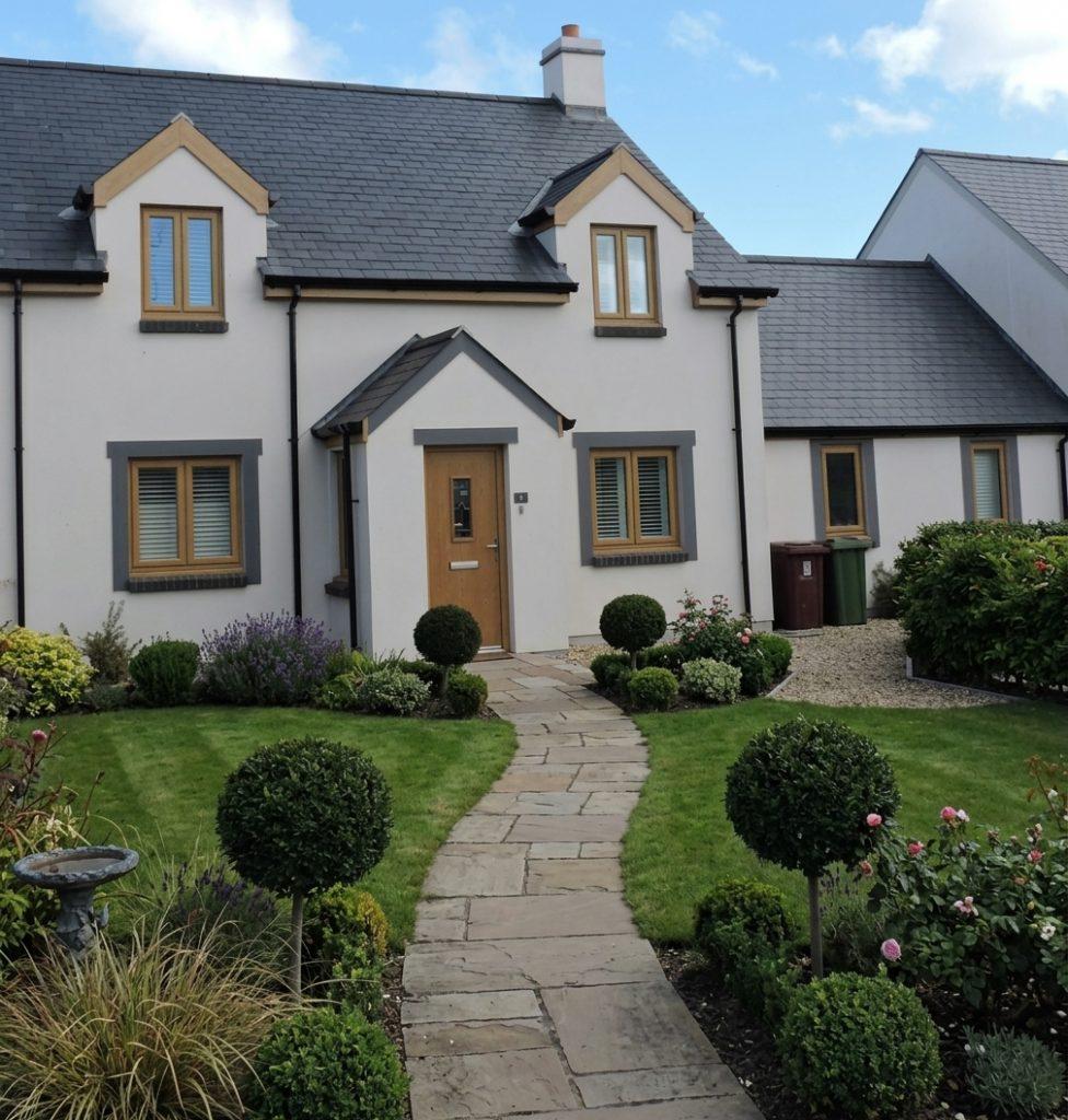 Traditional chamfered sash uPVC windows on a character property