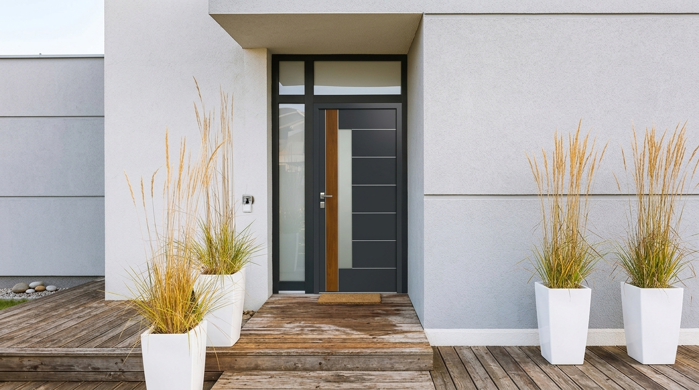 Gerda contemporary steel and aluminium front door