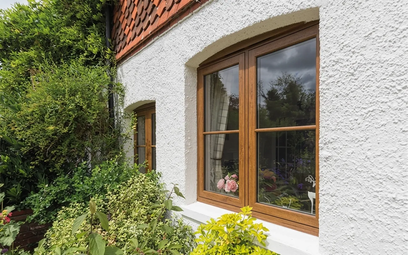 Evolution timber alternative flush window with wood-inspired finish