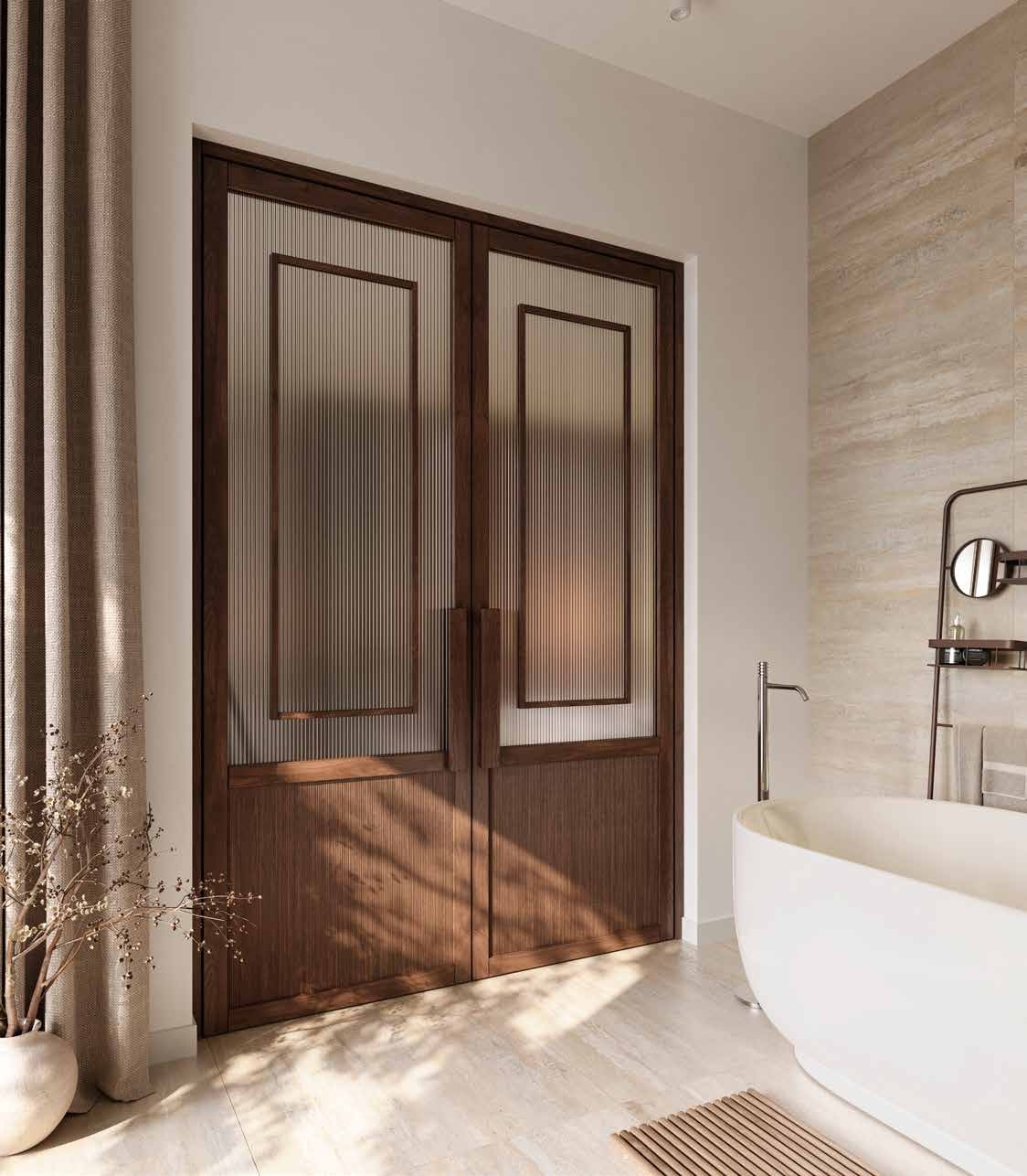 TENZO oak and glass door frame with glazed panel detailing